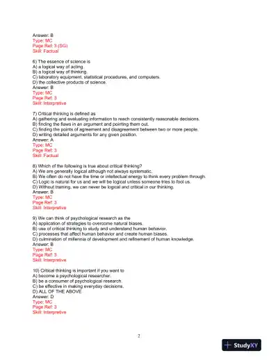 Test Bank for Research Methods: A Process of Inquiry, 9th Edition - Page 3 preview image