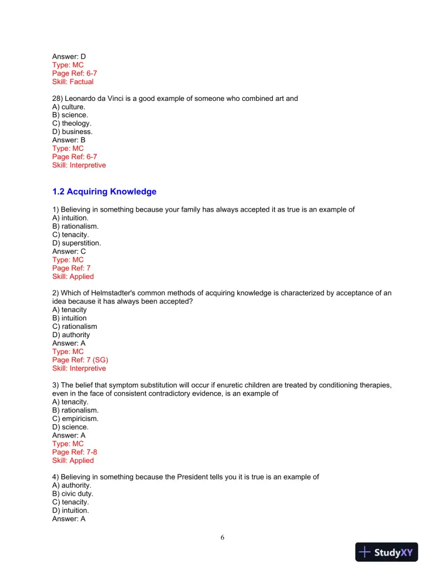 Test Bank for Research Methods: A Process of Inquiry, 9th Edition, page 7