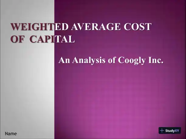 Weighted Average Costof Capital An Analysis Of Coogly Inc. - Page 1 preview image