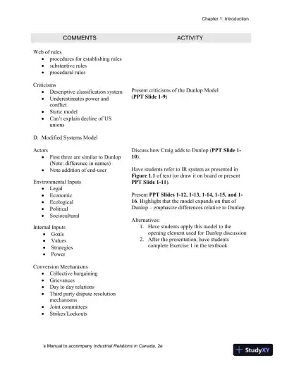 Industrial Relations In Canada, Second Edition Solution Manual - Page 10 preview image
