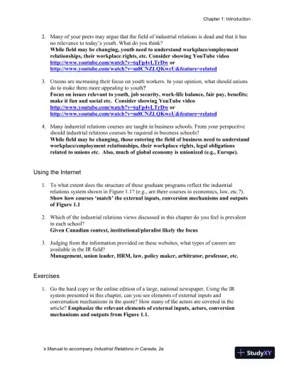 Industrial Relations In Canada, Second Edition Solution Manual - Page 12 preview image