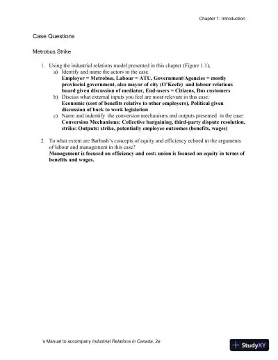 Industrial Relations In Canada, Second Edition Solution Manual - Page 14 preview image