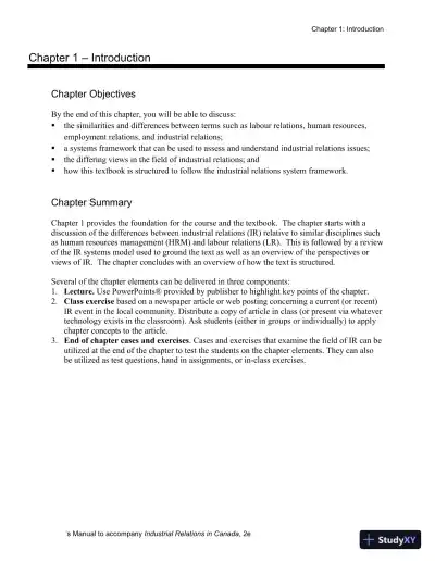 Industrial Relations In Canada, Second Edition Solution Manual - Page 8 preview image