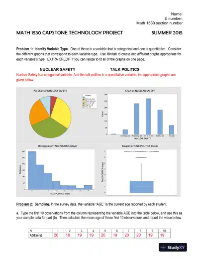 MATH 1530 Capstone Technology Project Summer 2015 - Page 1 preview image