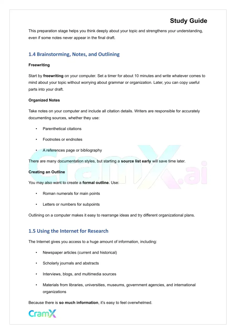 Writing - How to Research and Organize Your Writing, page 2