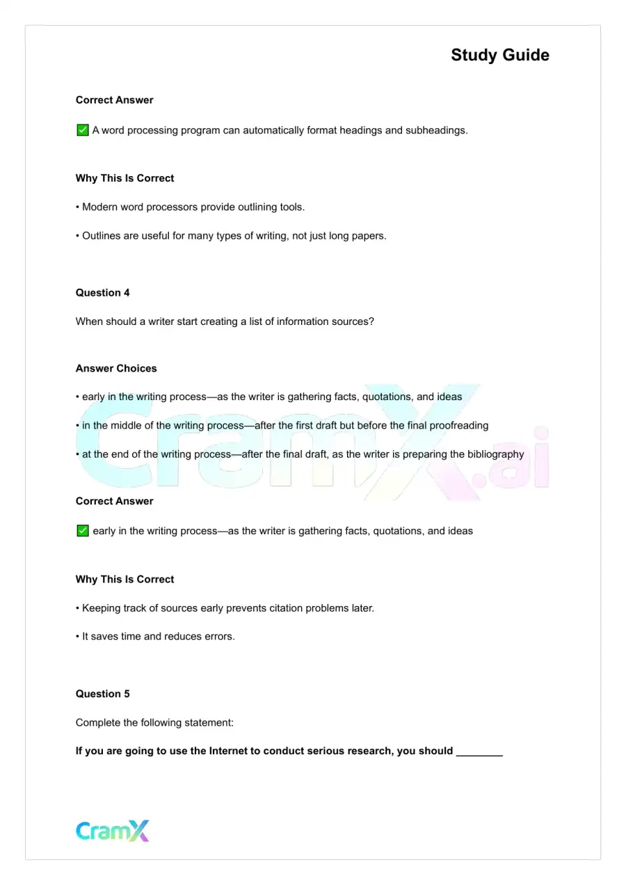 Writing - How to Research and Organize Your Writing, page 5