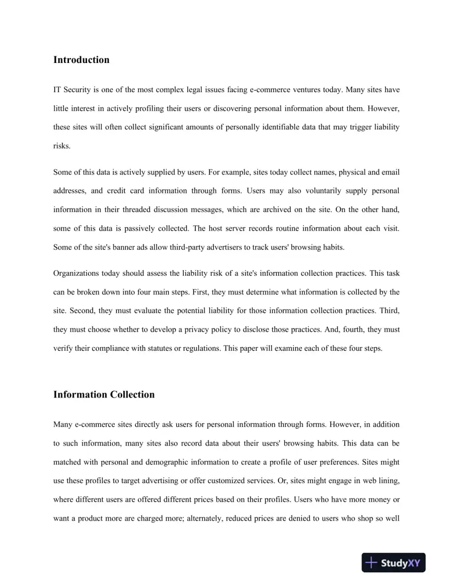 Solved Assignment E-Commerce Data Collection, Privacy, and Legal Risks, page 3