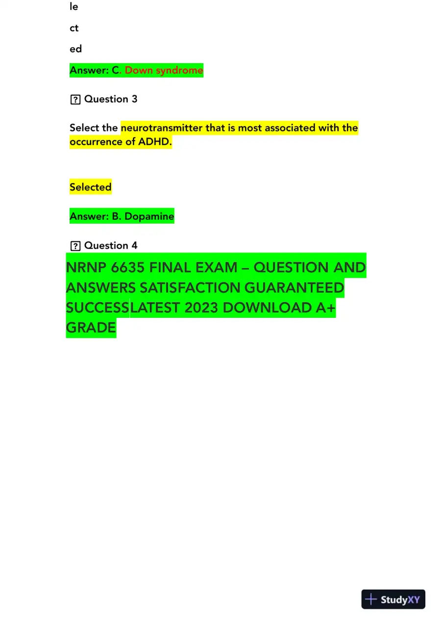 2023-2024 NRNP6635 Psychopathology Final Real Exam With Answers (210 Solved Questions), page 4