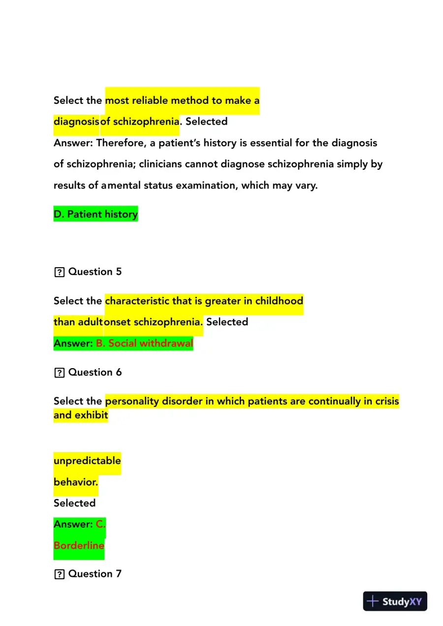 2023-2024 NRNP6635 Psychopathology Final Real Exam With Answers (210 Solved Questions), page 5