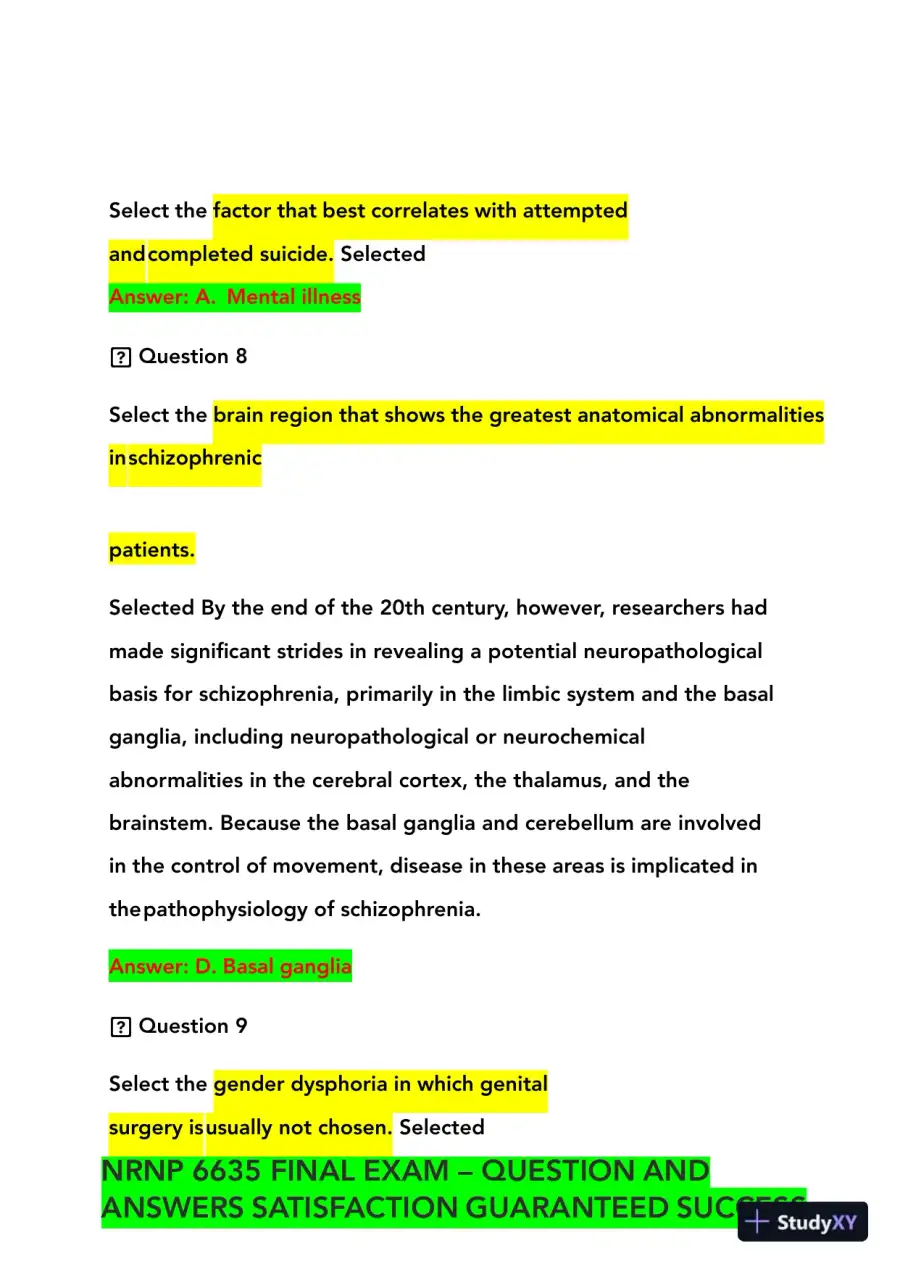 2023-2024 NRNP6635 Psychopathology Final Real Exam With Answers (210 Solved Questions), page 6