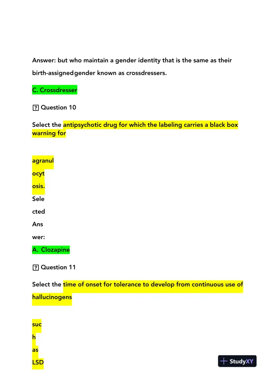 2023-2024 NRNP6635 Psychopathology Final Real Exam With Answers (210 Solved Questions), page 7