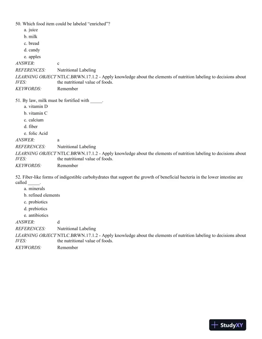 Nutrition Through the Life Cycle 6th Edition Test Bank, page 15