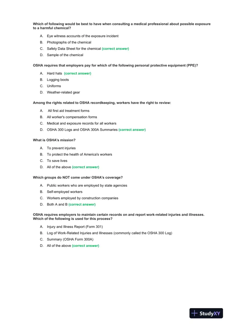 OSHA Construction Final Exam With Answers (435 Solved Questions), page 11