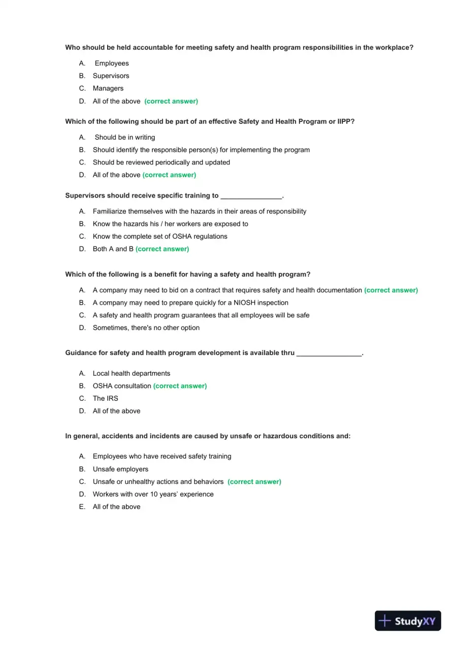 OSHA Construction Final Exam With Answers (435 Solved Questions), page 16