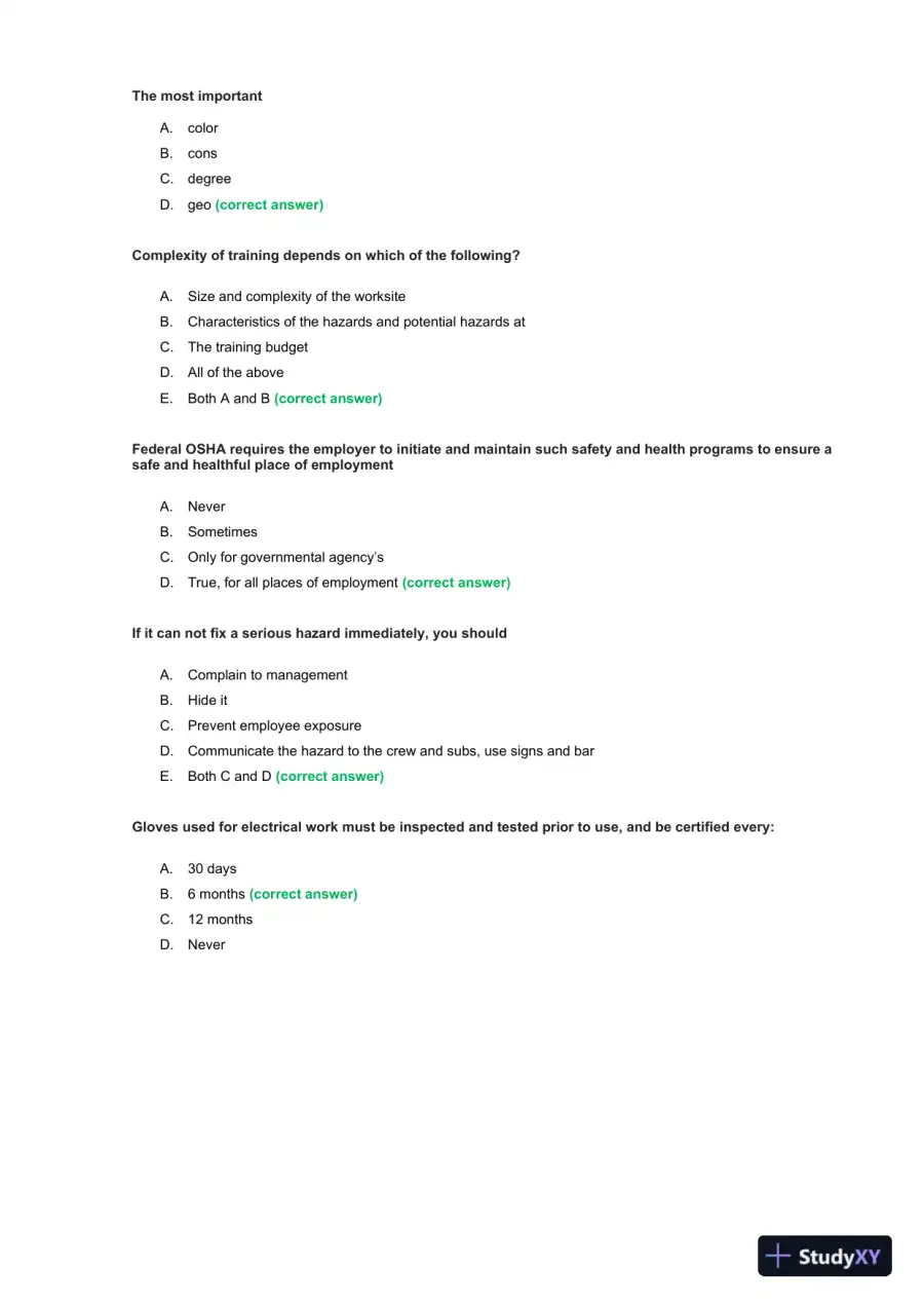 OSHA Construction Final Exam With Answers (435 Solved Questions), page 3