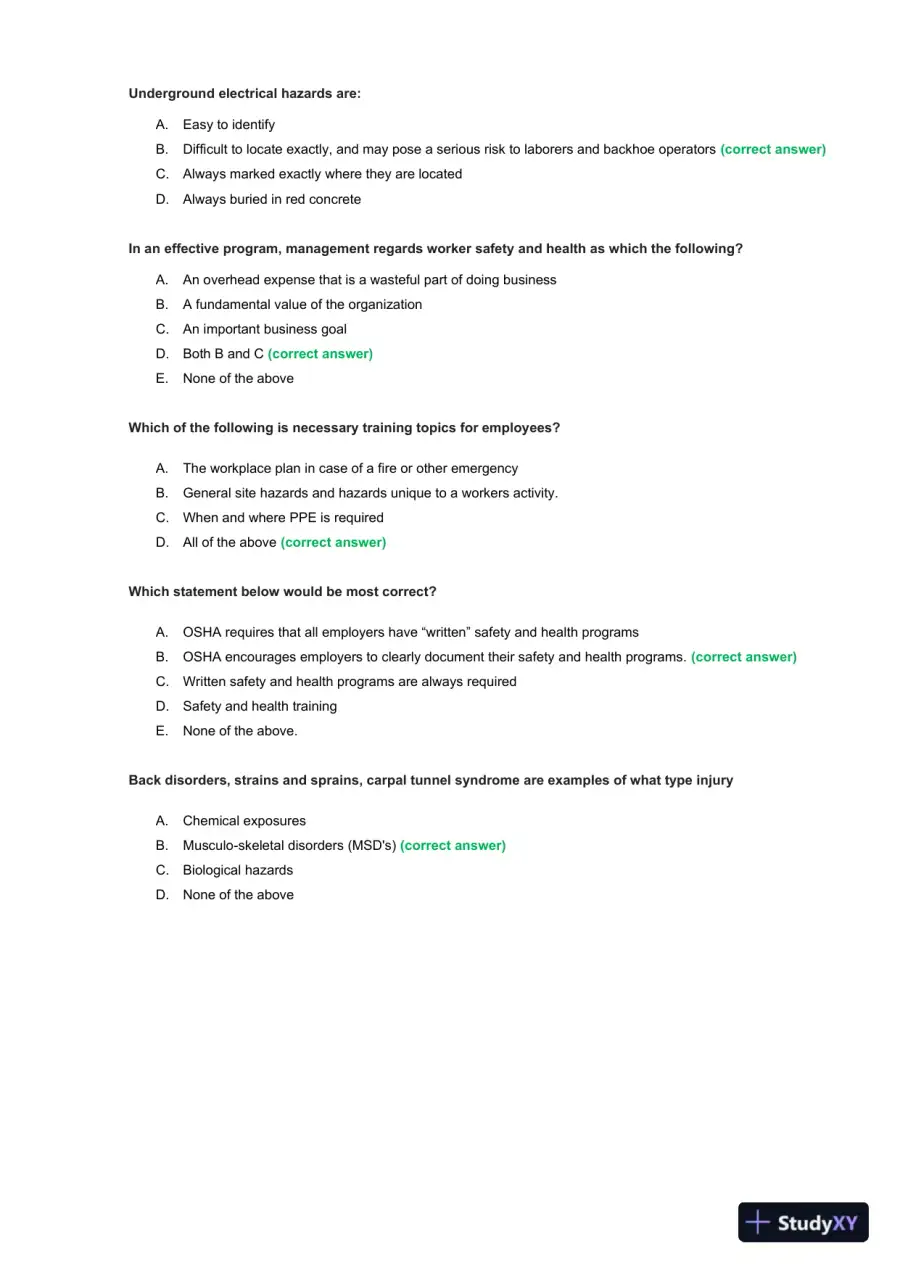 OSHA Construction Final Exam With Answers (435 Solved Questions), page 4