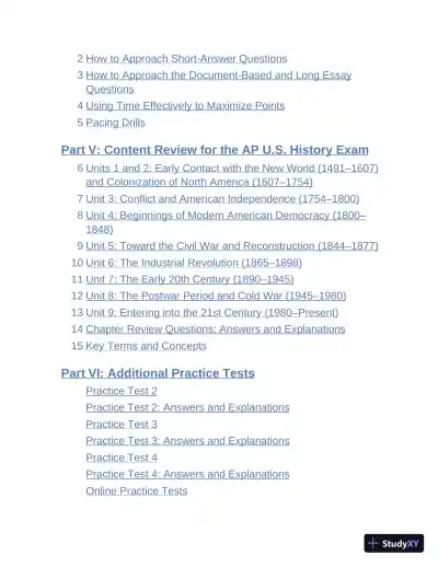 Princeton Review AP U.S. History Premium Prep : 6 Practice Tests (2023) - Page 8 preview image