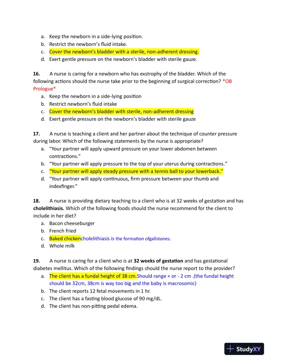 2019, 2023 ATI RN Maternal Newborn Nursing Protected Exam With Answers (70 Solved Questions), page 5