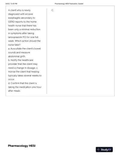 2022 HESI Pharmacology Practice Exam With Answers (47 Solved Questions) - Page 11 preview image