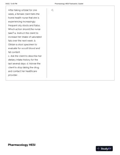 2022 HESI Pharmacology Practice Exam With Answers (47 Solved Questions) - Page 5 preview image