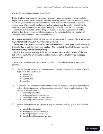 Test Bank for Using Educational Psychology in Teaching, 11th Edition - Page 10 preview image