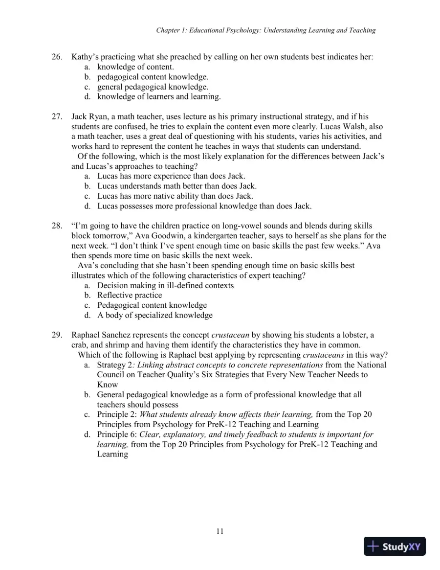 Test Bank for Using Educational Psychology in Teaching, 11th Edition, page 11
