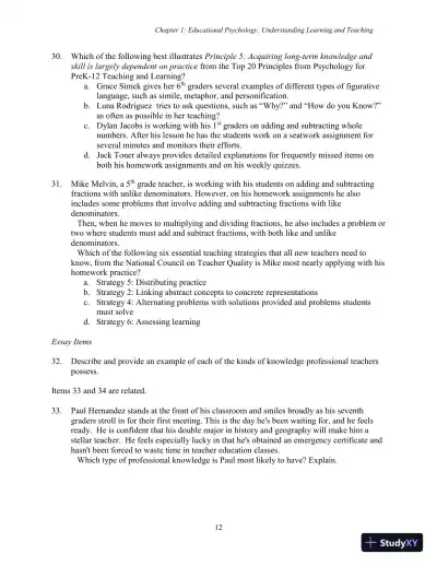 Test Bank for Using Educational Psychology in Teaching, 11th Edition - Page 12 preview image