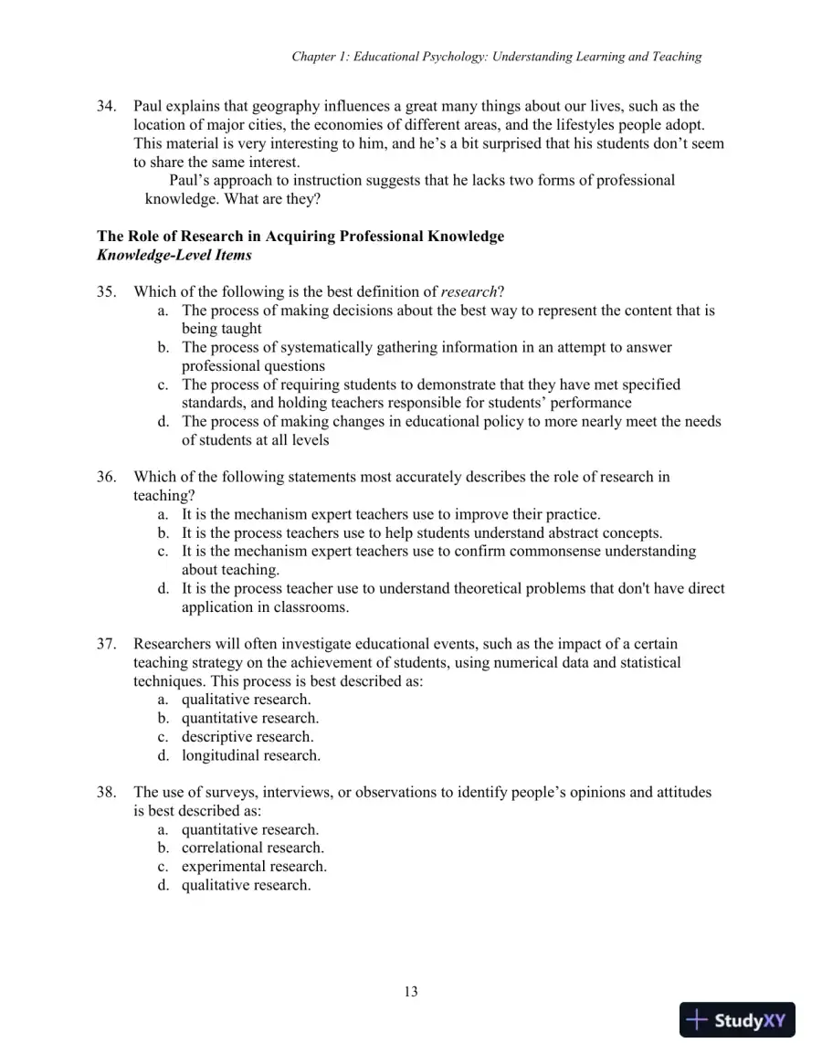 Test Bank for Using Educational Psychology in Teaching, 11th Edition, page 13