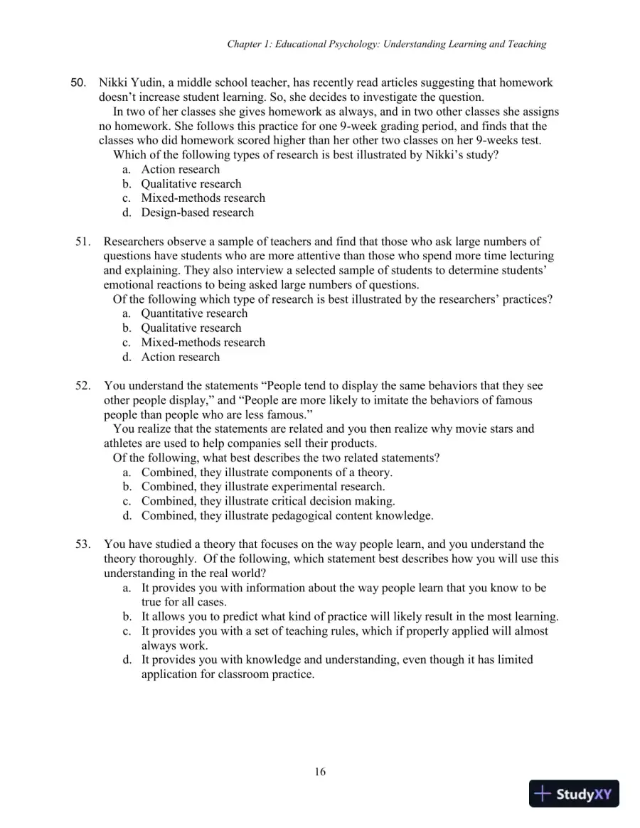 Test Bank for Using Educational Psychology in Teaching, 11th Edition, page 16