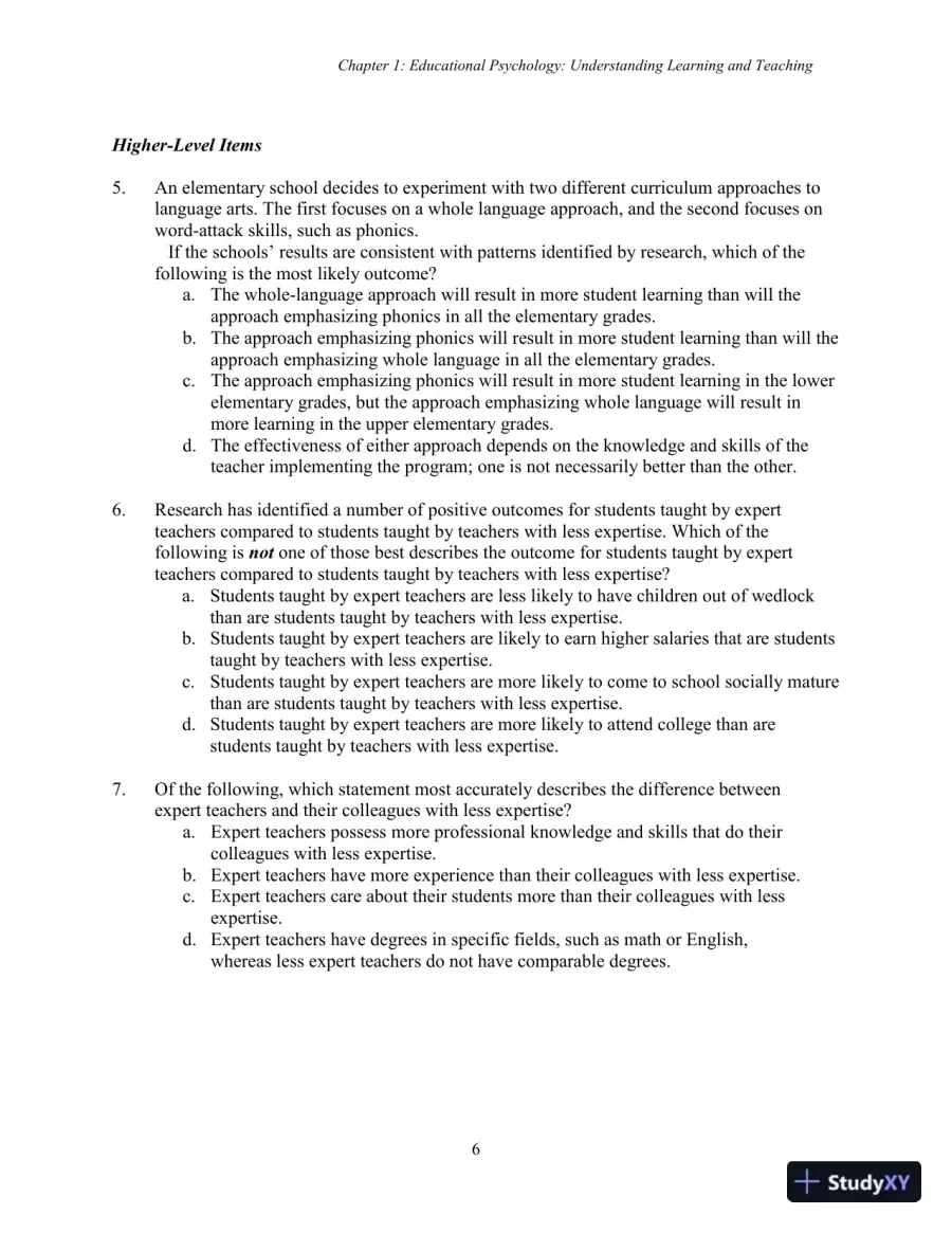 Test Bank for Using Educational Psychology in Teaching, 11th Edition, page 6