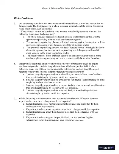 Test Bank for Using Educational Psychology in Teaching, 11th Edition - Page 6 preview image