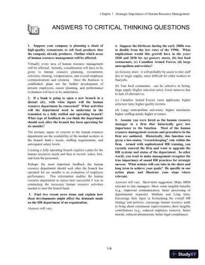 Canadian Human Resource Management, Mixed Media Product, 10th Edition Solution Manual - Page 10 preview image