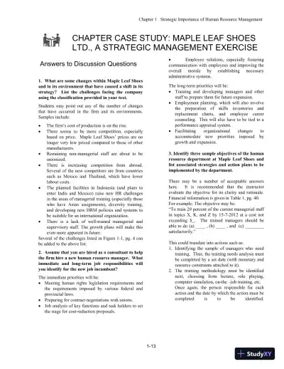 Canadian Human Resource Management, Mixed Media Product, 10th Edition Solution Manual - Page 14 preview image