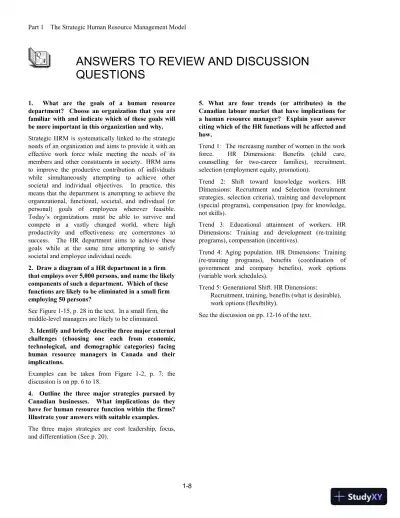 Canadian Human Resource Management, Mixed Media Product, 10th Edition Solution Manual - Page 9 preview image