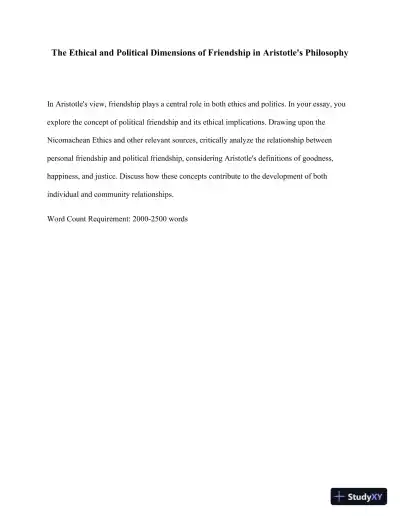 The Ethical And Political Dimensions Of Friendship In Aristotle's Philosophy - Page 1 preview image