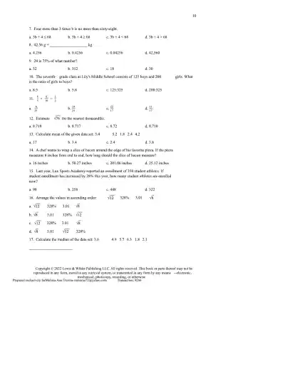 TEAS 7 Math Practice Test Edition 3 - Page 10 preview image