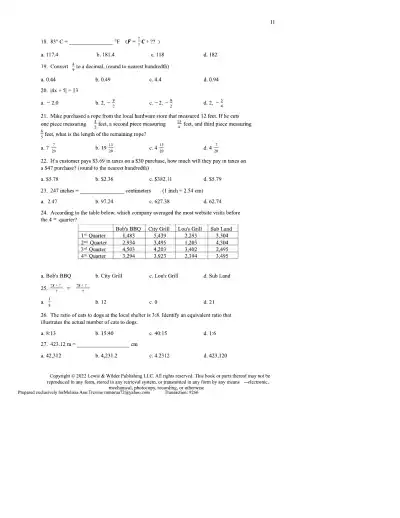 TEAS 7 Math Practice Test Edition 3 - Page 11 preview image