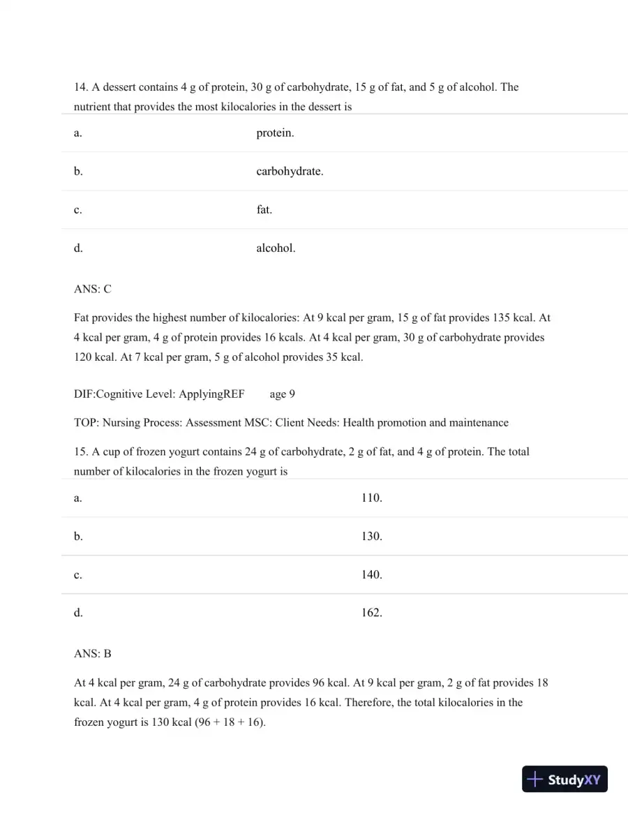 Test Bank For Nutritional Foundations And Clinical Applications: A Nursing Approach, 6th Edition, page 10