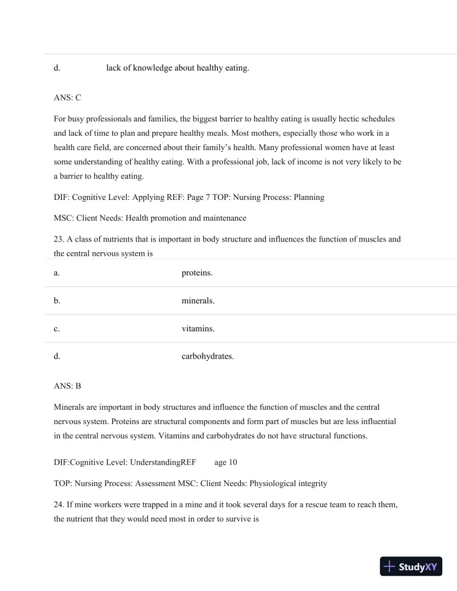 Test Bank For Nutritional Foundations And Clinical Applications: A Nursing Approach, 6th Edition, page 15