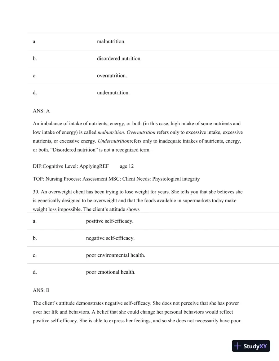 Test Bank For Nutritional Foundations And Clinical Applications: A Nursing Approach, 6th Edition, page 19
