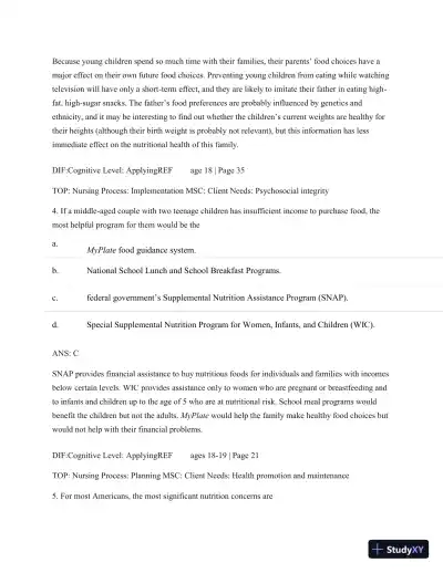 Test Bank For Nutritional Foundations And Clinical Applications: A Nursing Approach, 6th Edition - Page 22 preview image