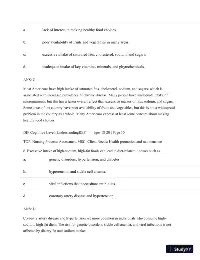Test Bank For Nutritional Foundations And Clinical Applications: A Nursing Approach, 6th Edition - Page 23 preview image