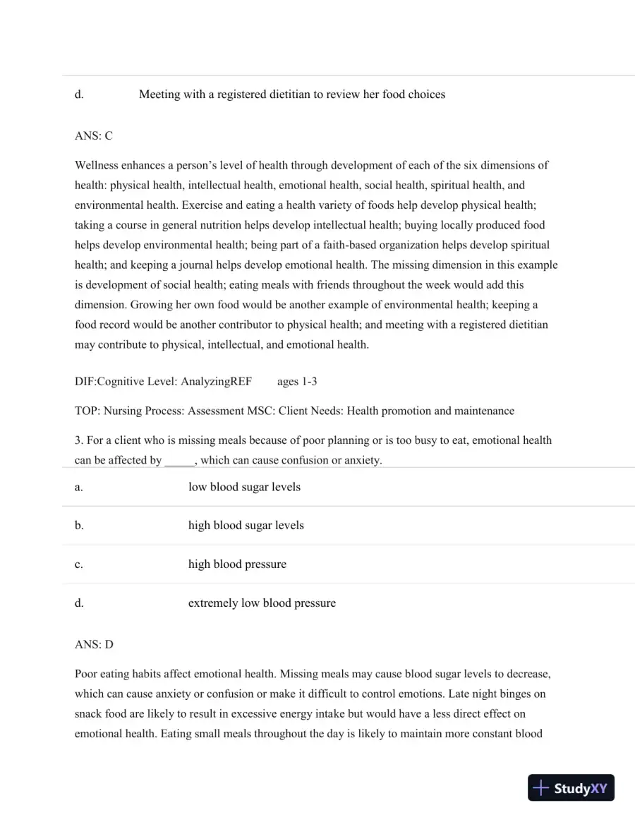 Test Bank For Nutritional Foundations And Clinical Applications: A Nursing Approach, 6th Edition, page 3