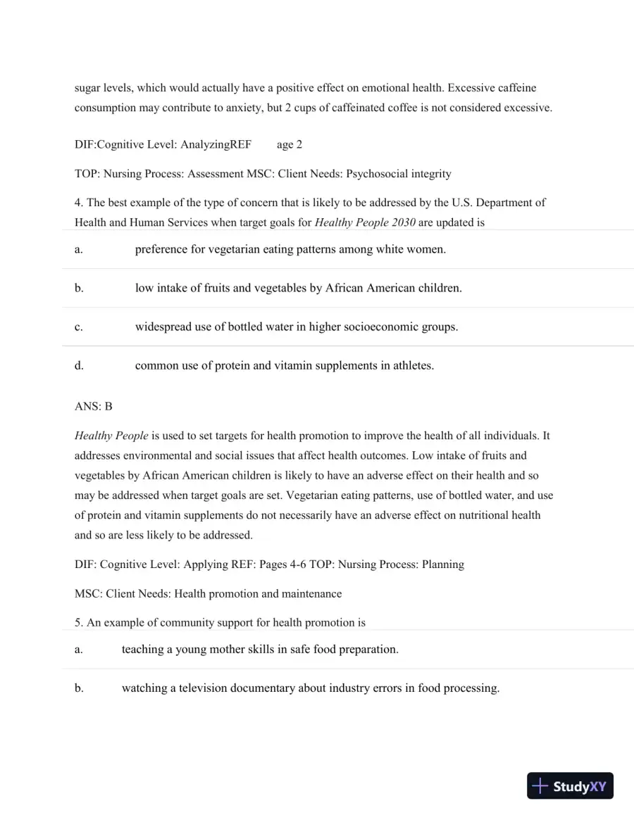 Test Bank For Nutritional Foundations And Clinical Applications: A Nursing Approach, 6th Edition, page 4