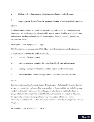 Test Bank For Nutritional Foundations And Clinical Applications: A Nursing Approach, 6th Edition - Page 5 preview image