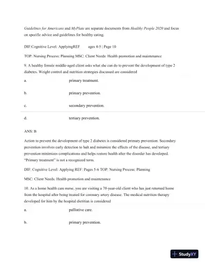 Test Bank For Nutritional Foundations And Clinical Applications: A Nursing Approach, 6th Edition - Page 7 preview image