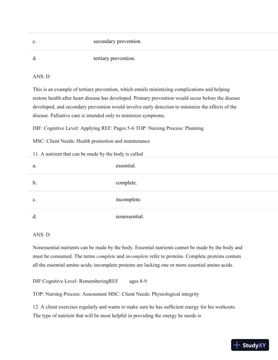 Test Bank For Nutritional Foundations And Clinical Applications: A Nursing Approach, 6th Edition, page 8