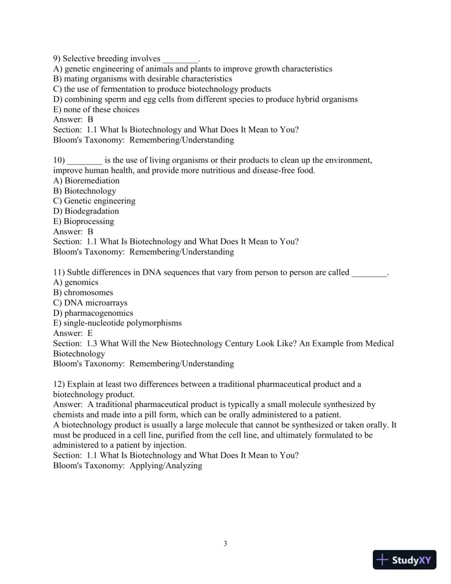 Test Bank for Introduction to Biotechnology, 4th Edition, page 4