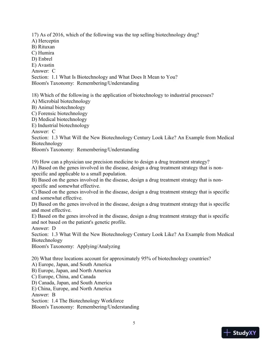 Test Bank for Introduction to Biotechnology, 4th Edition, page 6