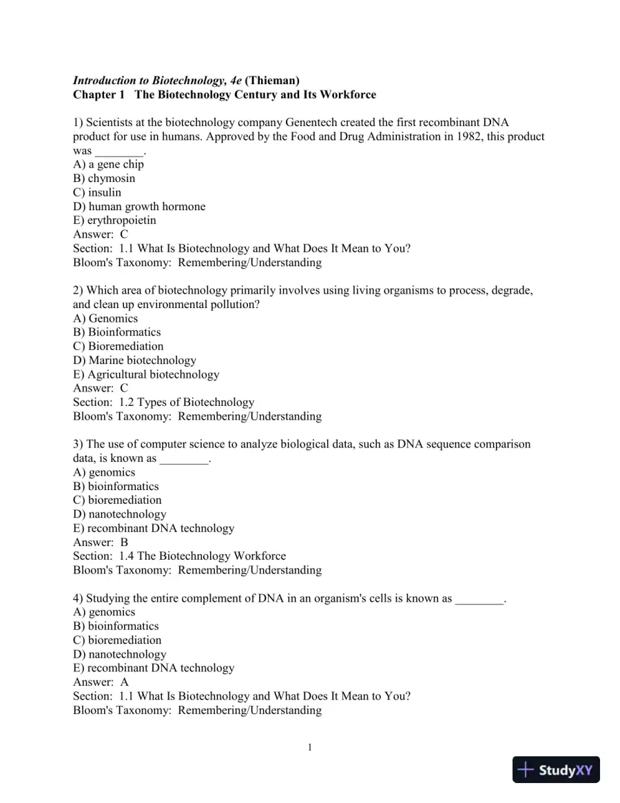 Test Bank for Introduction to Biotechnology, 4th Edition, page 7